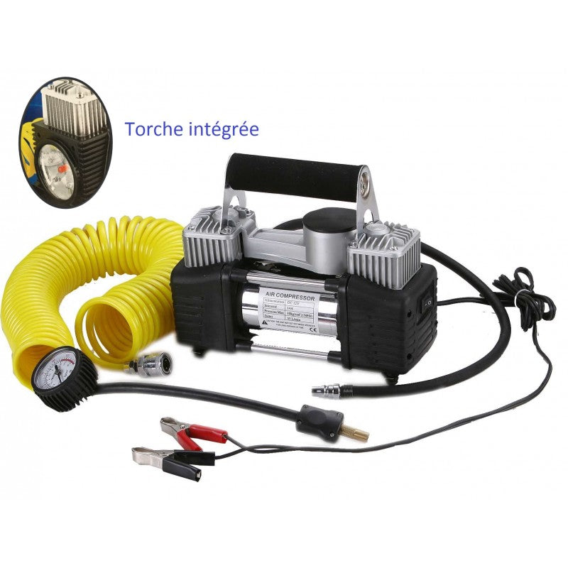 MINI AIR COMPRESSEUR 12 V DOUBLE CYLINDRE PORTATIF